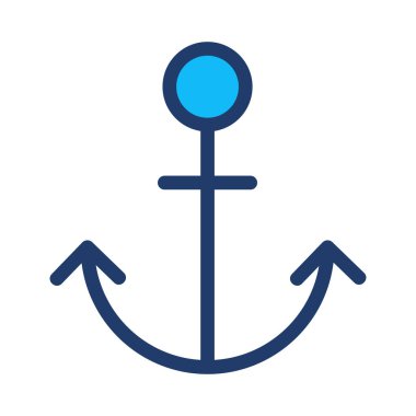 Beyaz arka plan üzerinde izole mavi çapa