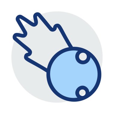 Beyaz arka plan üzerinde izole mavi ve gri renklerde kuyruklu yıldız