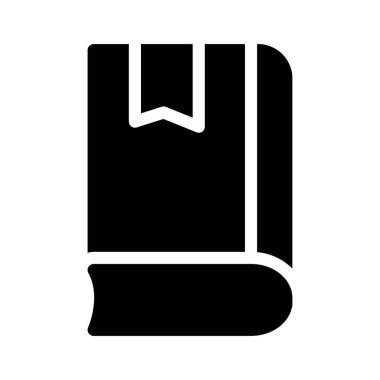 Beyaz arka plan üzerinde izole siyah glif kitap