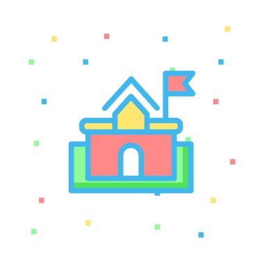 Bayrağı ile renkli noktalar beyaz zemin üzerine inşa