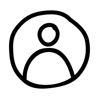 Beyaz arka plan üzerinde izole siyah anahat el çizilmiş büyük kişi simgesi