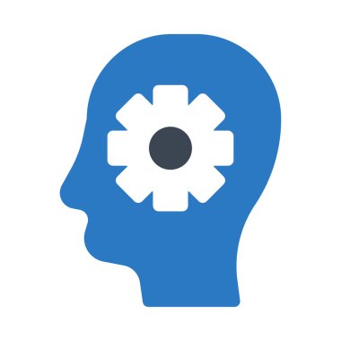 Beyaz arka plan üzerinde izole beyaz dişli ile mavi insan kafası