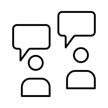 İnce çizgi konuşan insanlar beyaz arka plan üzerinde izole