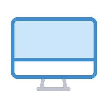 Beyaz arka plan üzerinde izole gri ve mavi bilgisayar monitörü