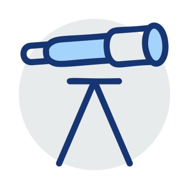 Beyaz arka plan üzerinde izole mavi ve gri renklerde teleskop