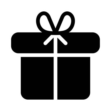 Beyaz arka plan üzerinde izole siyah glif hediye kutusu