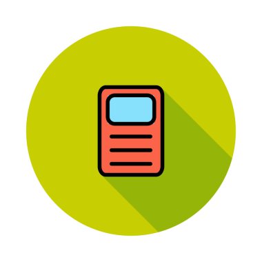 Yeşil daire beyaz arka plan üzerinde izole kırmızı ve mavi hesap makinesi