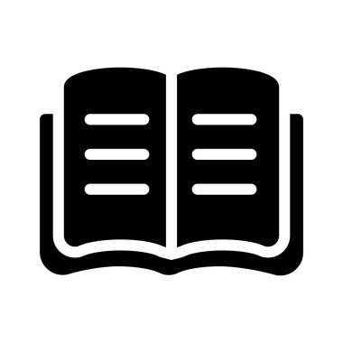 Beyaz arka plan üzerinde izole siyah glif açılan kitap