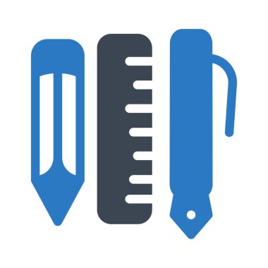 gri ve mavi kalemle cetvel ve beyaz arka plan üzerinde izole kalem