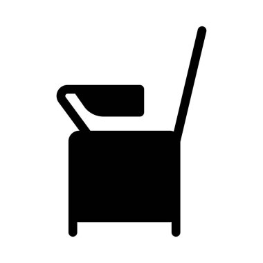 Beyaz arka plan üzerinde izole siyah glif koltuk