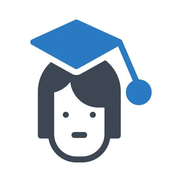 グレーと青の色が白い背景で隔離の卒業キャップ頭部 — ストックベクタ