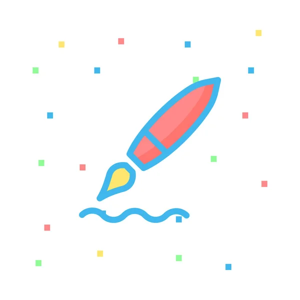 Röda Och Gula Flygande Raket Vit Bakgrund Med Färgglada Prickar — Stock vektor
