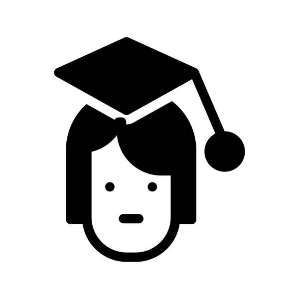 黑色人头与毕业帽隔绝在白色背景上 — 图库矢量图片