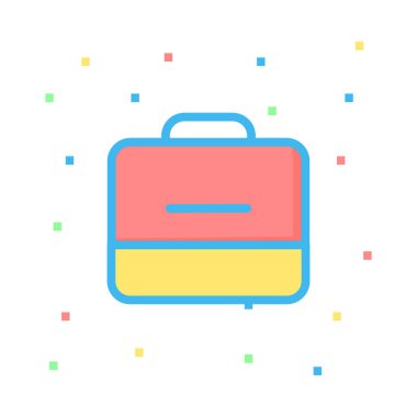 Renkli noktalar beyaz zemin üzerine pembe ve sarı iş çanta