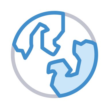 Mavi ve gri planet Earth beyaz arka plan üzerinde izole.