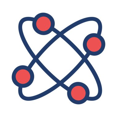 Beyaz arka plan üzerinde izole mavi ve kırmızı bilimsel işareti