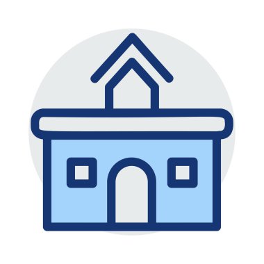 Beyaz arka plan üzerinde izole mavi çizgi evi