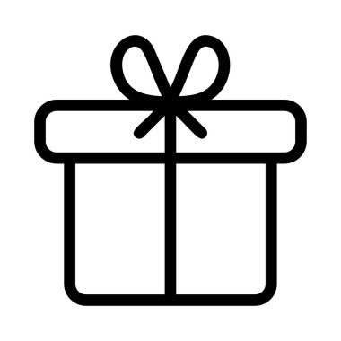 Beyaz arka plan üzerinde izole siyah anahat hediye kutusu