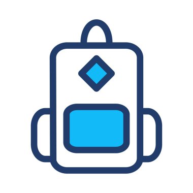 Beyaz arka plan üzerinde izole beyaz ve mavi sırt çantası