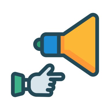 Beyaz arka plan üzerinde izole sarı hoparlör ile insan eli