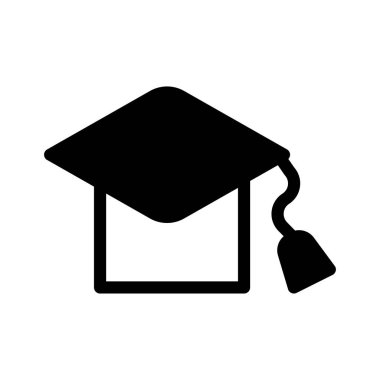 izole beyaz zemin üzerine siyah mezuniyet kap