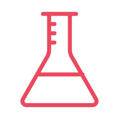 Beyaz arka plan üzerinde izole kırmızı çizgi üçgen şişesi