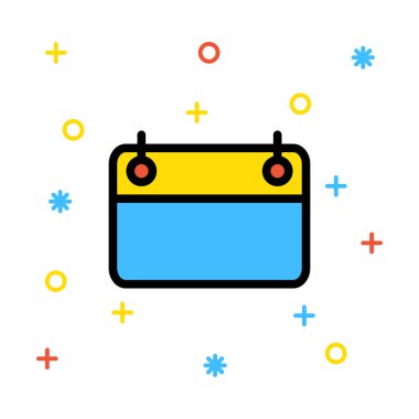 Renkli işaretleri beyaz zemin üzerine sarı ve mavi tabela