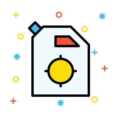 Renkli semboller beyaz zemin üzerine sarı güneşin tüple