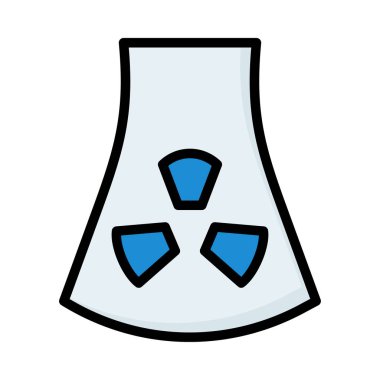 Beyaz arka plan üzerinde izole mavi radyoaktif işaretli gri baca