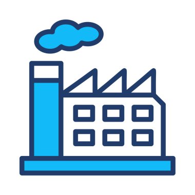 Beyaz arka plan üzerinde izole beyaz ve mavi çalışma fabrika 