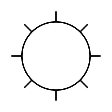 İnce çizgi güneş sembolü beyaz arka plan üzerinde izole