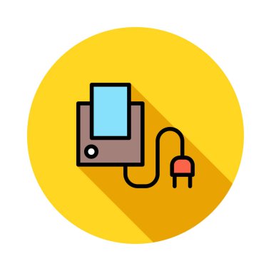 Beyaz arka planda daireye fiş cihazla