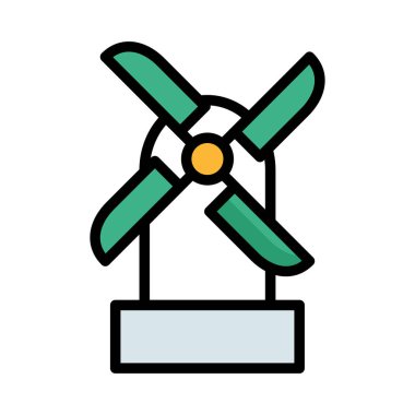 Beyaz arka plan üzerinde izole yeşil, gri ve sarı çalışma değirmen