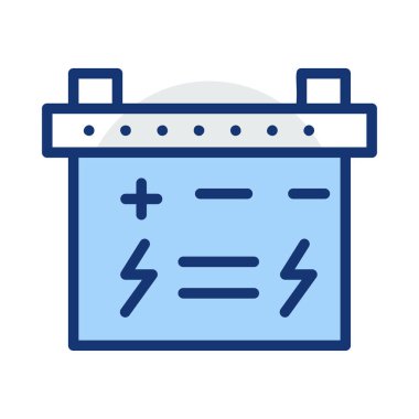 Beyaz arka plan üzerinde izole mavi ve gri renklerde geniş akümülatör