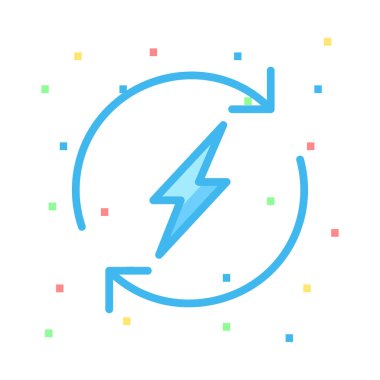 Renkli noktalar beyaz zemin üzerine flaş okları