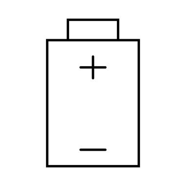 İnce çizgi Usb pil ile artı ve eksi beyaz arka plan üzerinde izole sembolleri