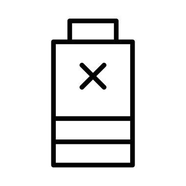 Beyaz arka plan üzerinde izole kırmızı ile siyah anahat batarya