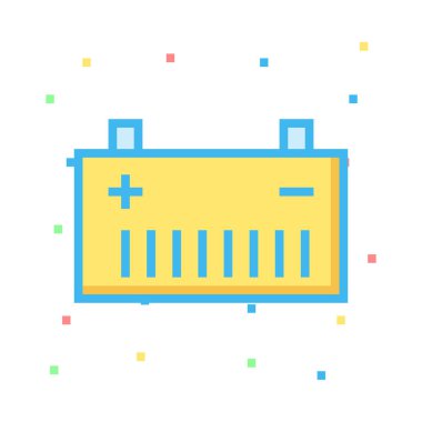 Renkli noktalar ile beyaz arka plan üzerinde geniş sarı akümülatör 