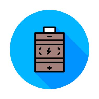 Beyaz zemin üzerinde bir dairede kahverengi akümülatör