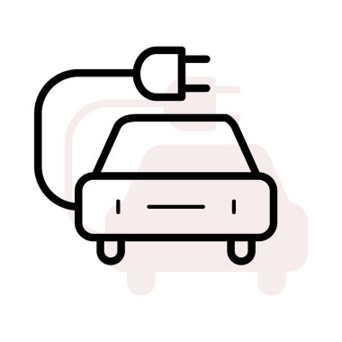 Bej gölge beyaz zemin üzerine izole fiş ile elektrikli otomobil