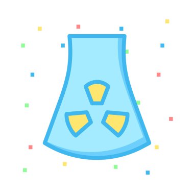 Renkli noktalar beyaz zemin üzerine mavi ve sarı radyoaktif baca