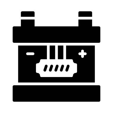 Beyaz arka plan üzerinde izole siyah glif pil 