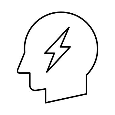 İnce çizgi insan kafası ile izole üzerinde beyaz arka plan flash