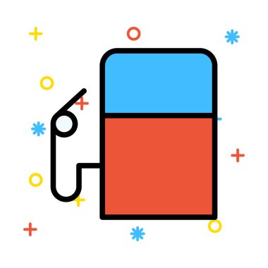 Renkli semboller beyaz zemin üzerine mavi ve kırmızı benzin istasyonu