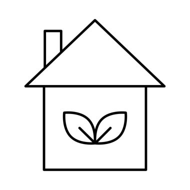 İzole üzerinde beyaz arka plan ile ince çizgi Eko ev yaprakları