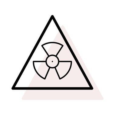 Radyoaktif sembol bej gölge beyaz zemin üzerine izole olan üçgen