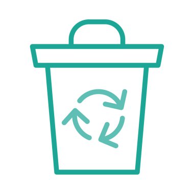 Geri dönüşüm kutusu beyaz arka plan üzerinde izole yeşil anahat