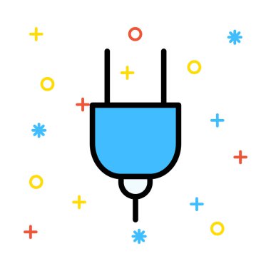 Renkli semboller beyaz zemin üzerine mavi fiş