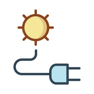 Beyaz arka plan üzerinde izole mavi fiş ile sarı güneş