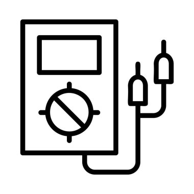 Beyaz arka plan üzerinde izole siyah anahat gerilim ölçer